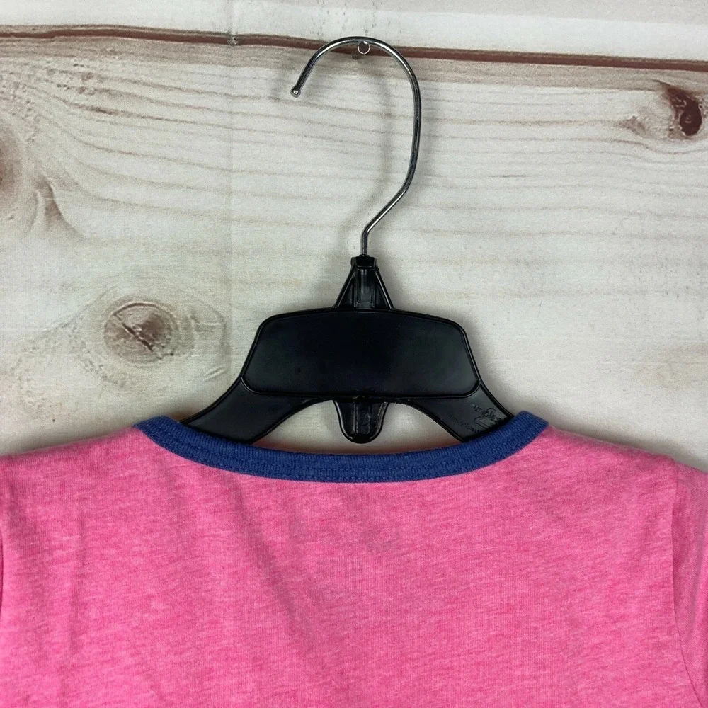 OshKosh‎ Top Girls 6 6X Pink Positive Vibes Graphic Short Sleeve Ringer T-Shirt